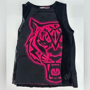 Plein Sport Equipment Phillip Plein Pink Black Lace Raw Hem Tank Size Small
